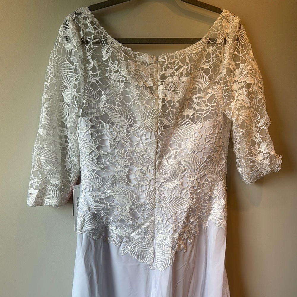 JJs House White Lace Bodice Chiffon Wedding Gown - Picture 6 of 7